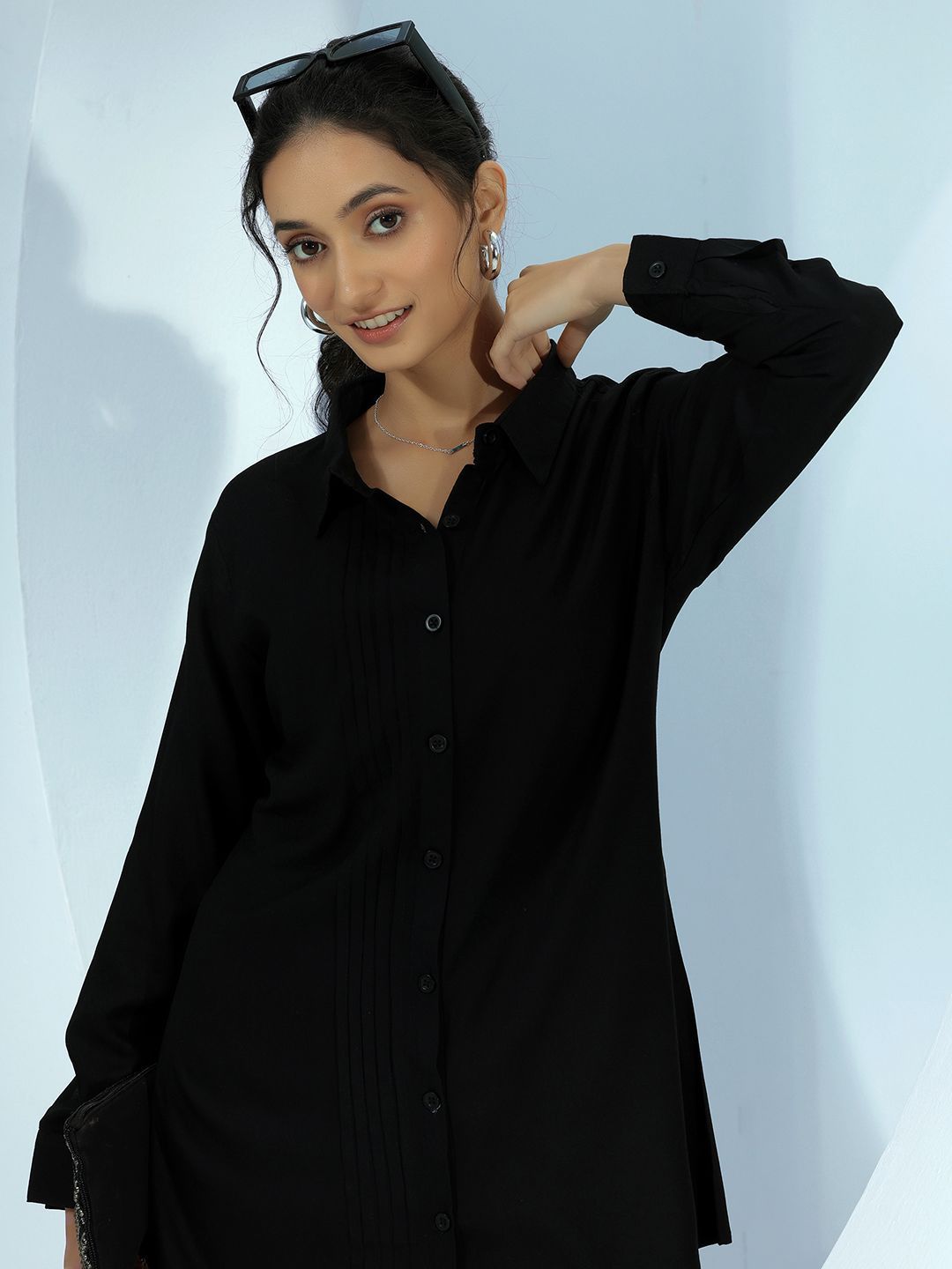 Libas Women Shirt Collar Long Sleeves Tunic
