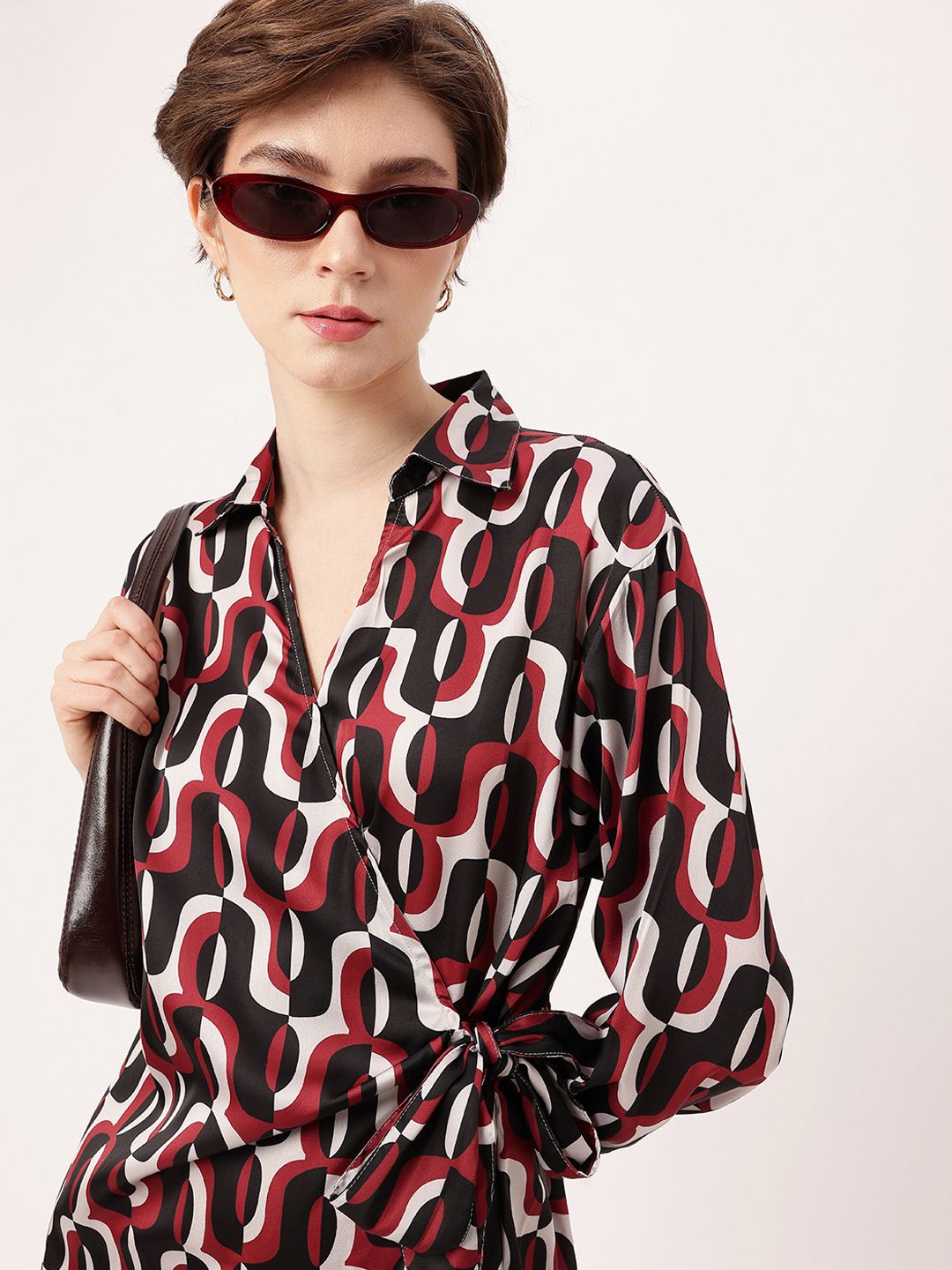 DressBerry Optical Jazz Sleek Chic Wrap Style Dress