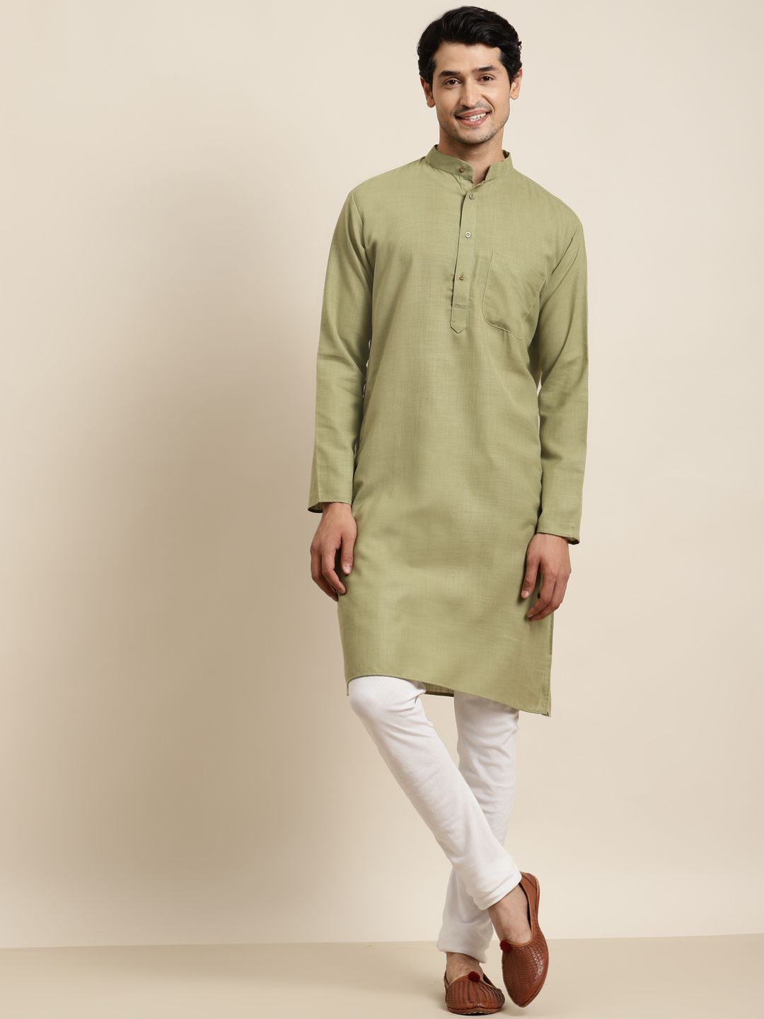 Anug by SOJANYA Men Green Kurta
