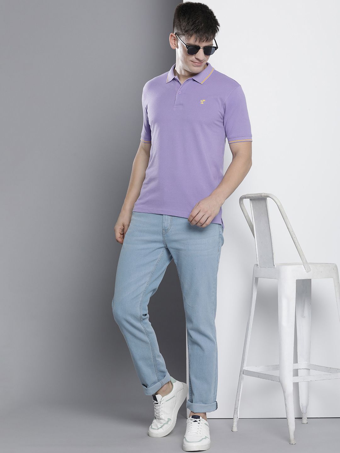 The Indian Garage Co Men Solid Polo Collar T-shirt