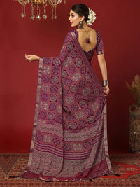 KALINI Bandhani Zari Pure Georgette Bandhani Saree