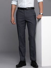 Raymond Men Mid Rise Self Design Textured Slim Fit Formal Trousers