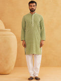 SOJANYA Geometric Embroidered Regular Sequinned Pure Cotton Kurta With Churidar