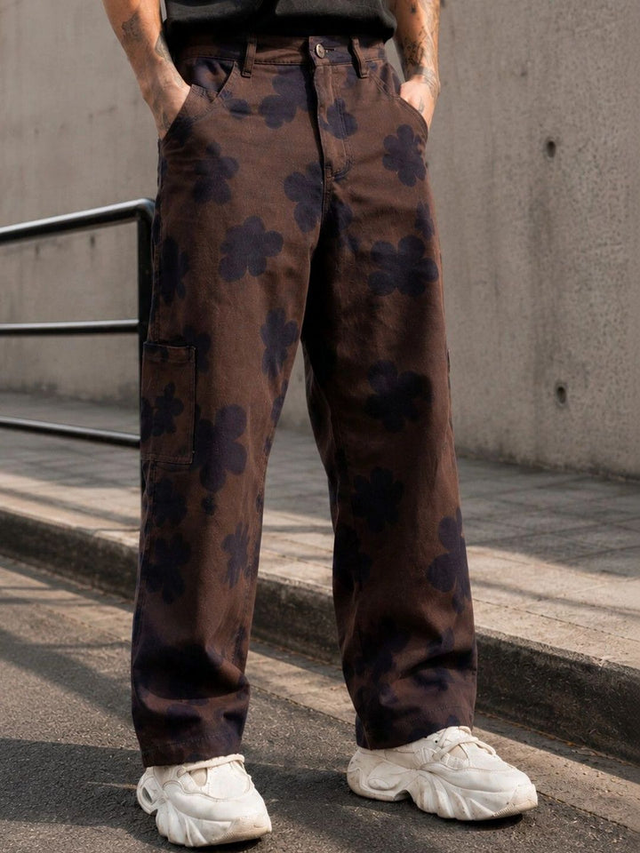Eszett Men Floral Printed Baggy Fit Cargos Trousers