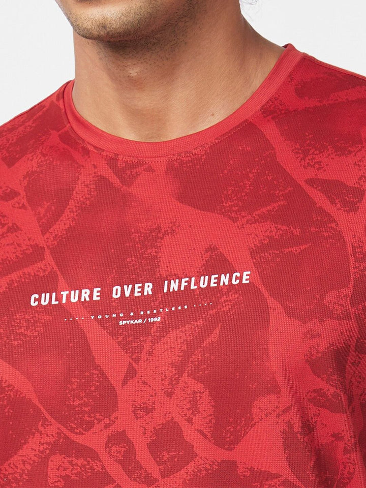 SPYKAR Abstract Printed Slim Fit Cotton T-Shirt