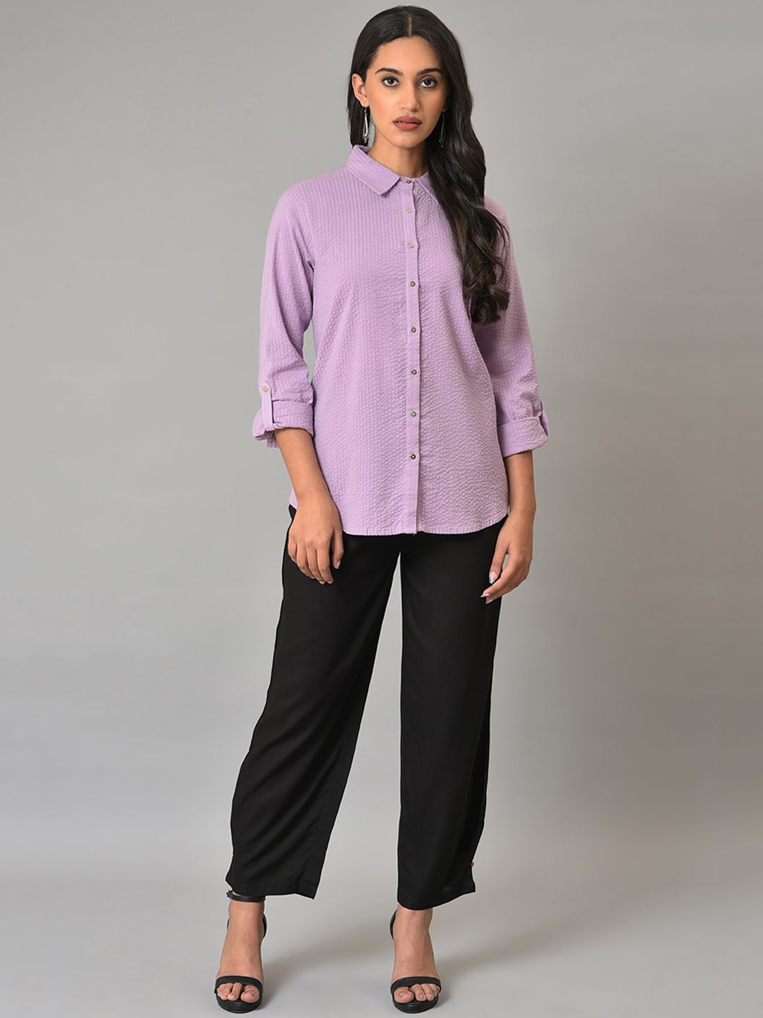 W Women Mid-Rise Regular Fit Parallel Trousers