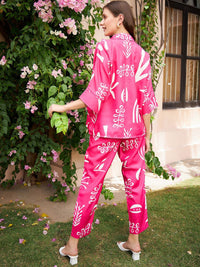 Athena Fuchsia Shirt Collar Regular Sleeve Co-Ords Set