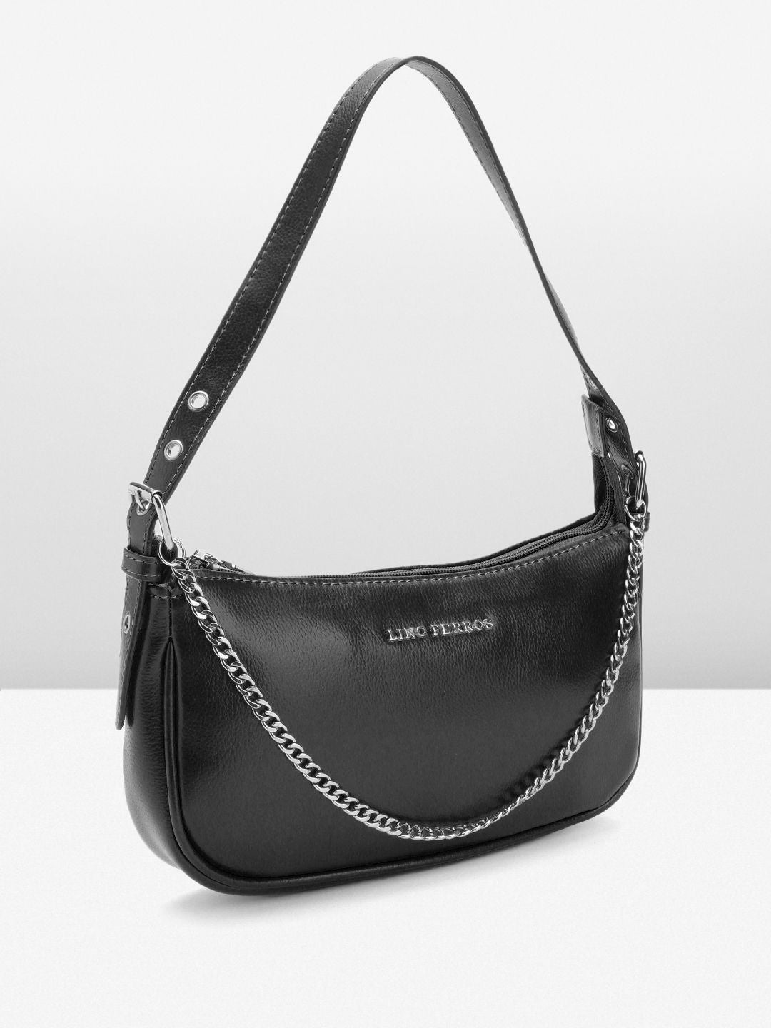 Lino Perros Textured Structured Shoulder Bag With Chain Detail