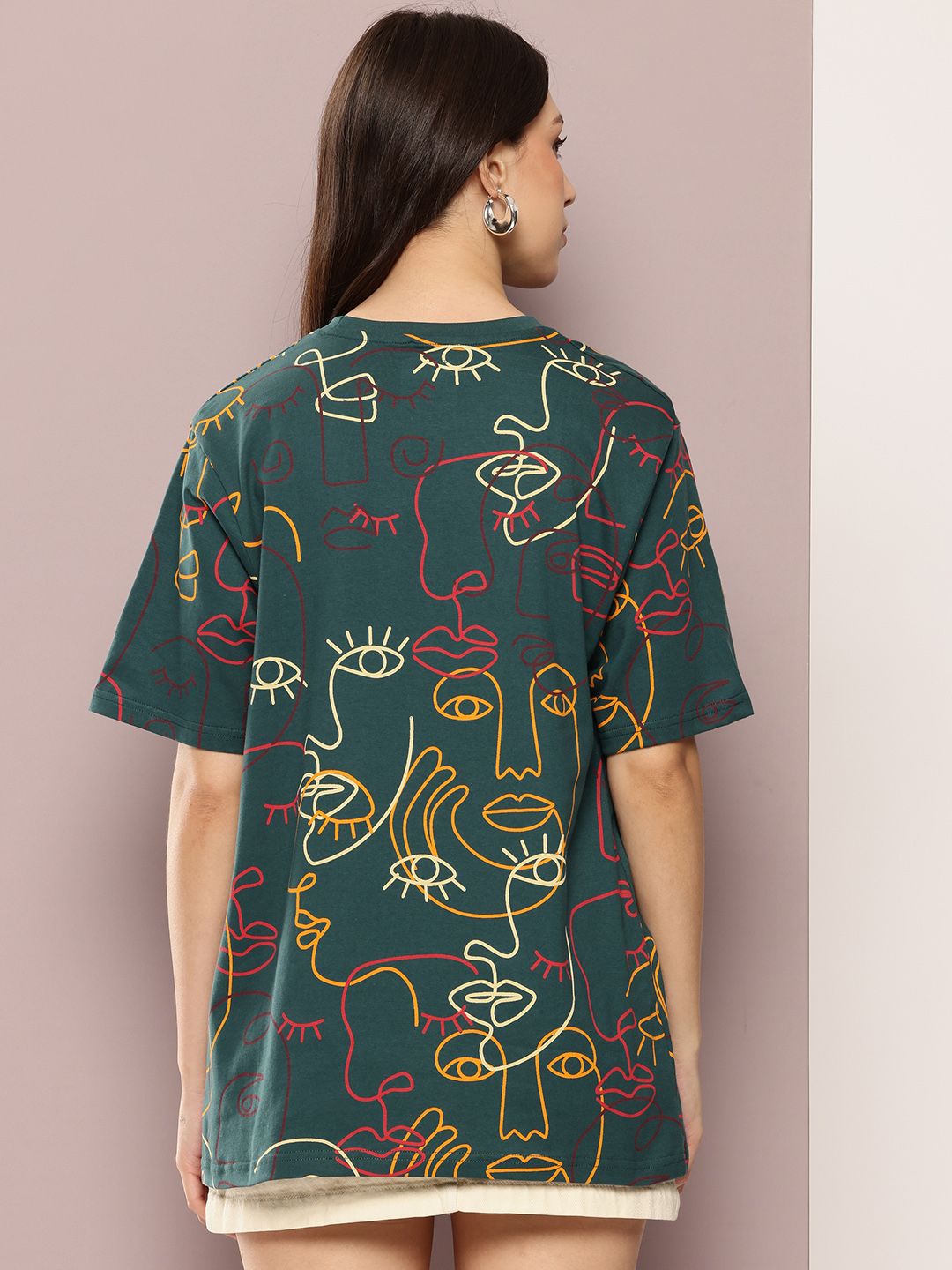 DILLINGER Women's Oversized Crew Neck Printed Tshirt