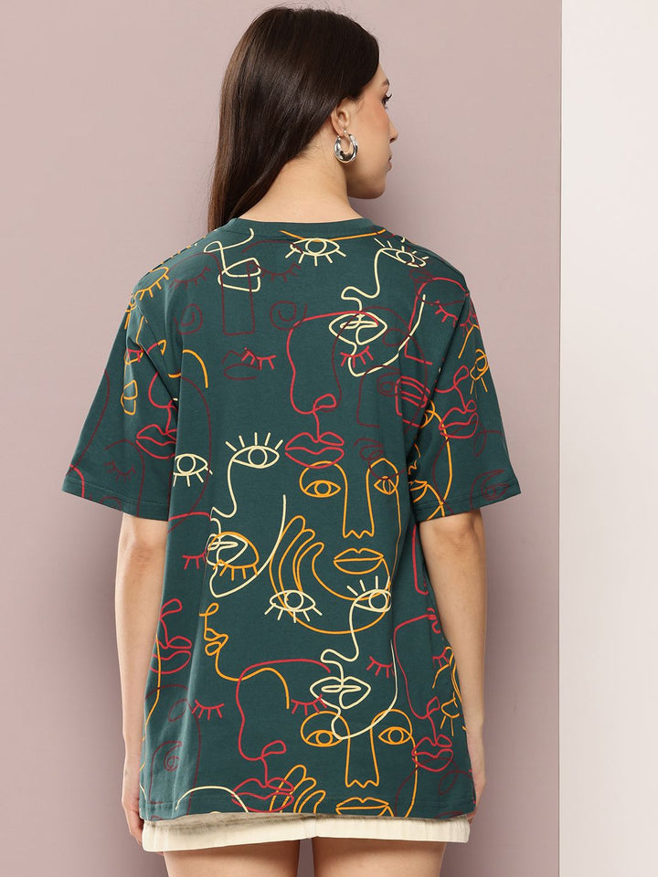 DILLINGER Women's Oversized Crew Neck Printed Tshirt