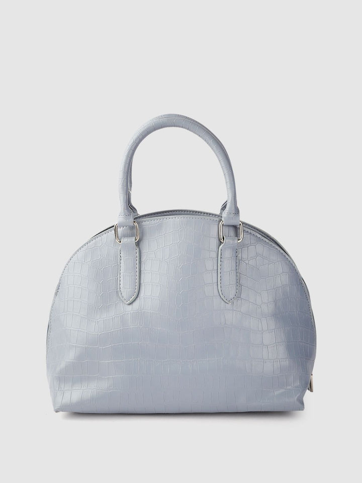 Lino Perros Women Grey Croc Textured Structured Handheld Bag
