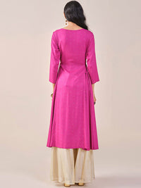 Global Desi Floral Printed Round Neck A-Line Kurta