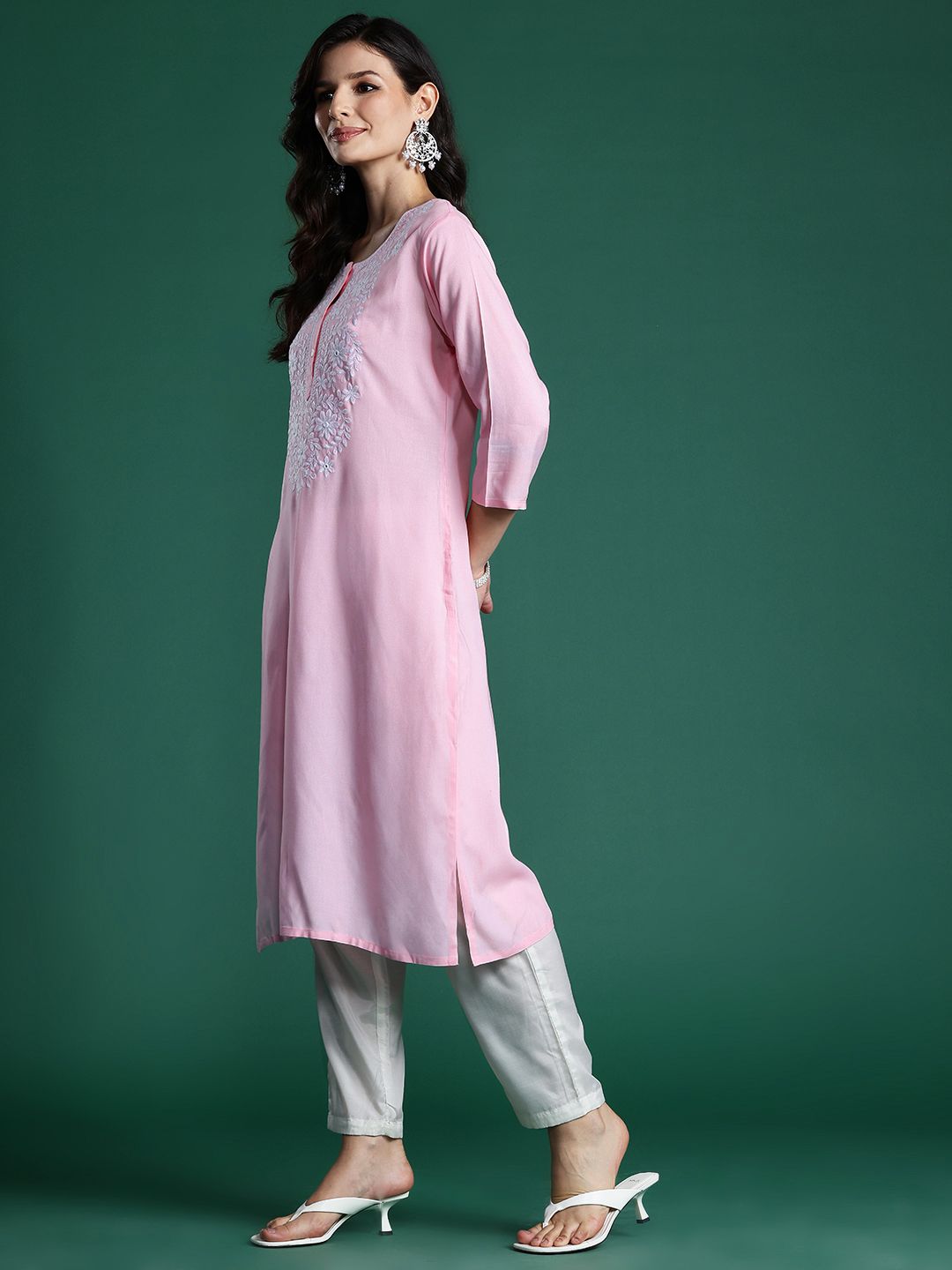 Indo Era Floral Embroidered Thread Work Kurta