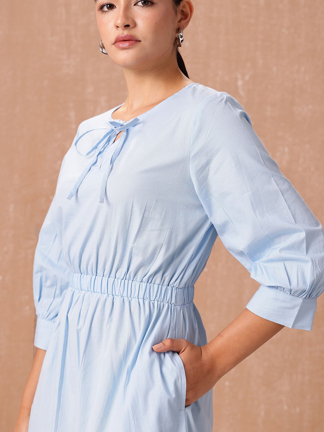 all about you A-Line Cinched Waist Pure Cotton Midi Dress
