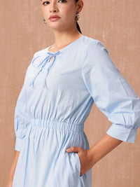 all about you A-Line Cinched Waist Pure Cotton Midi Dress