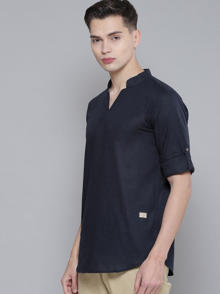 Dennison Men Navy Blue Comfort Fit kurta