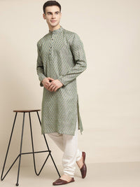 SOJANYA Ethnic Motif Woven Design Mandarin Collar Kurta With Churidar