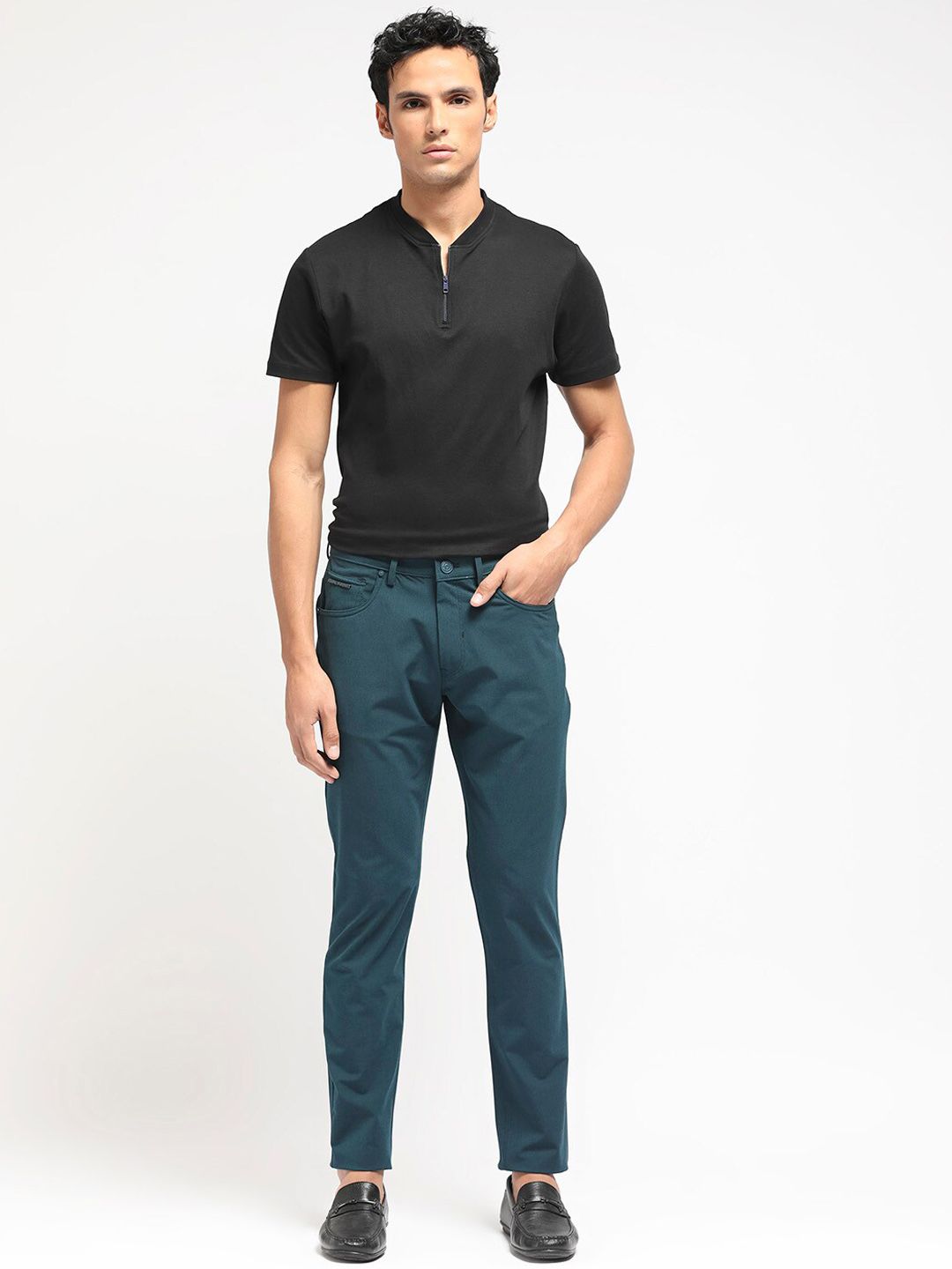 RARE RABBIT Men Spark Regular Fit Mid Rise Cotton Trouser