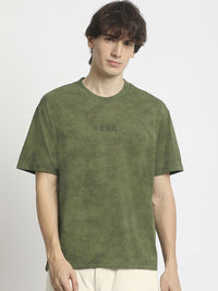 THE BEAR HOUSE Men Self Design Round Neck Tshirt