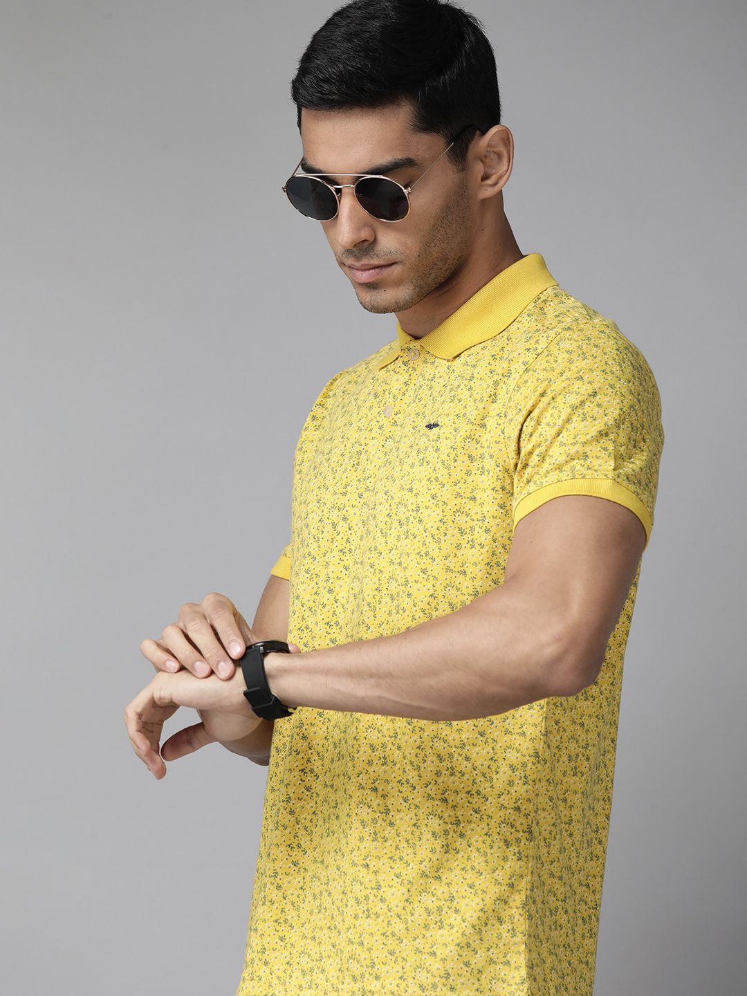 Park Avenue Micro Ditsy Print Slim Fit Polo T-shirt