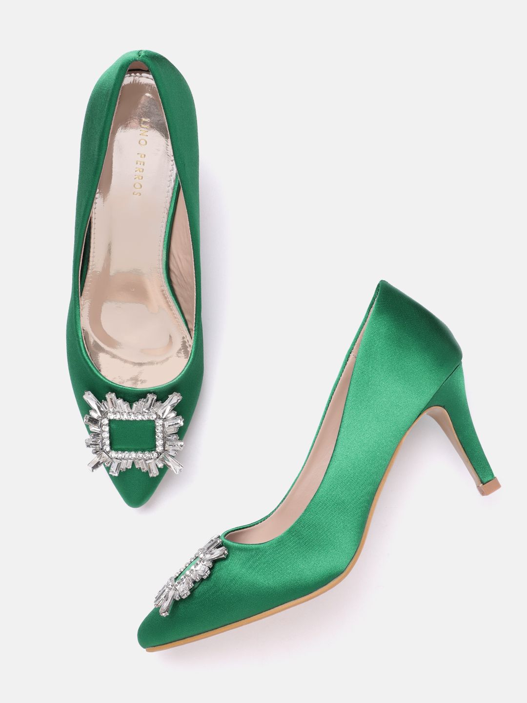 Lino Perros Faux Crystal Broach Stiletto Pumps