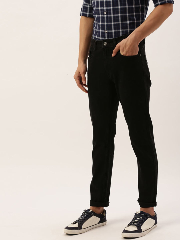 The Indian Garage Co Men Black Slim Fit Mid-Rise Clean Look Jeans
