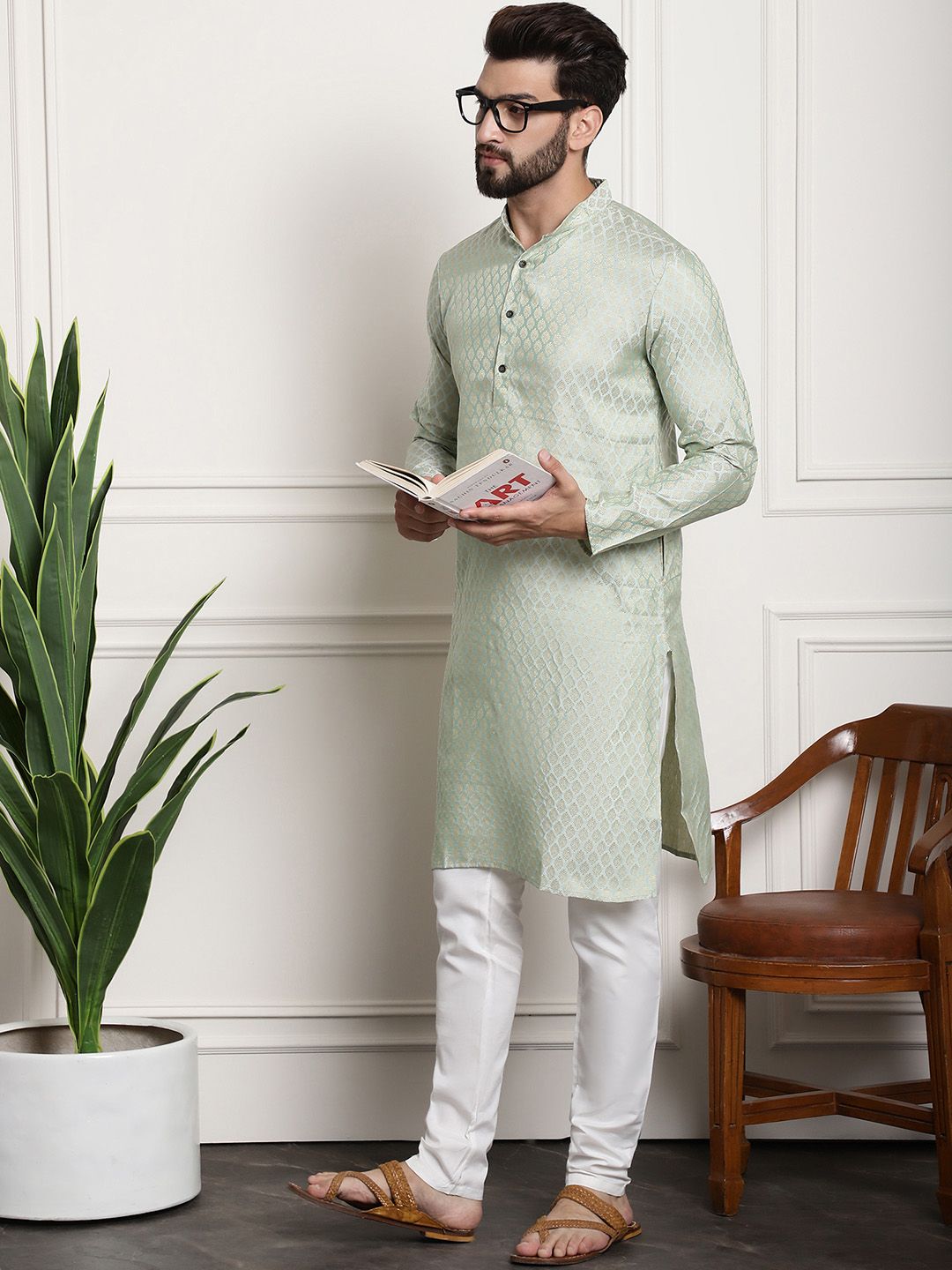 SOJANYA Motif Etnik Tenunan Rekaan Band Kolar Kurta Lurus
