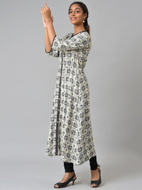 AURELIA Women Grey Ethnic Motifs Printed Anarkali Kurta