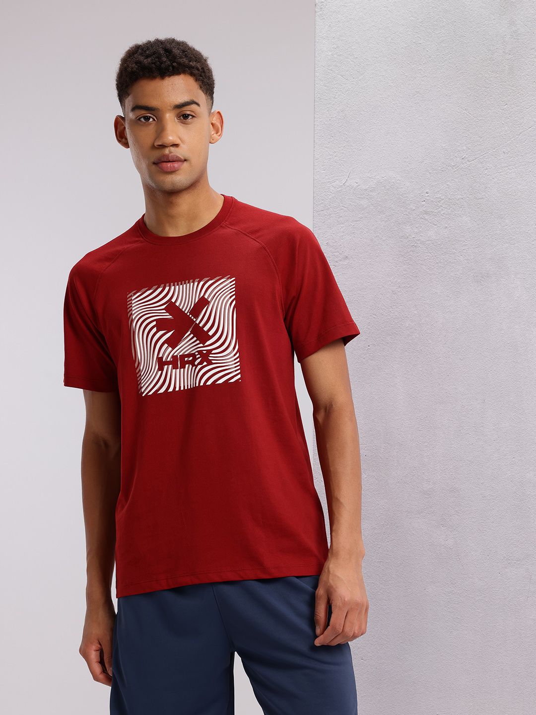 HRX by Hrithik Roshan Brand Logo Print Longline Training T-shirt