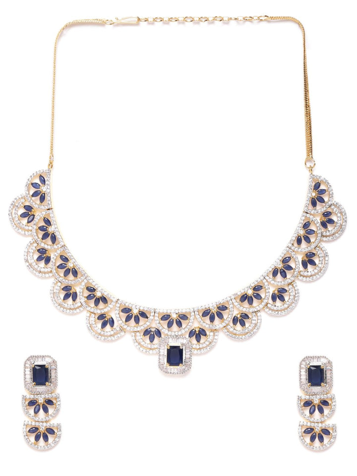 Priyaasi Navy Gold-Plated AD-Studded Handcrafted Jewellery Set