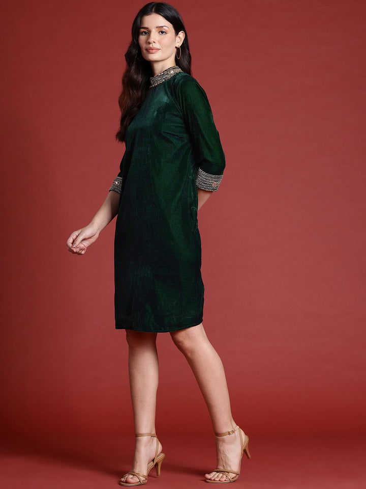 all about you Embellished Velvet Finish Sheath Dress