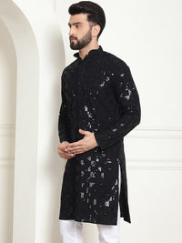 SOJANYA Geometric Embroidered Sequinned Pure Cotton Kurta