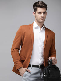 Park Avenue Self Design Textured Super Slim Fit Single Breasted Formal Blazer