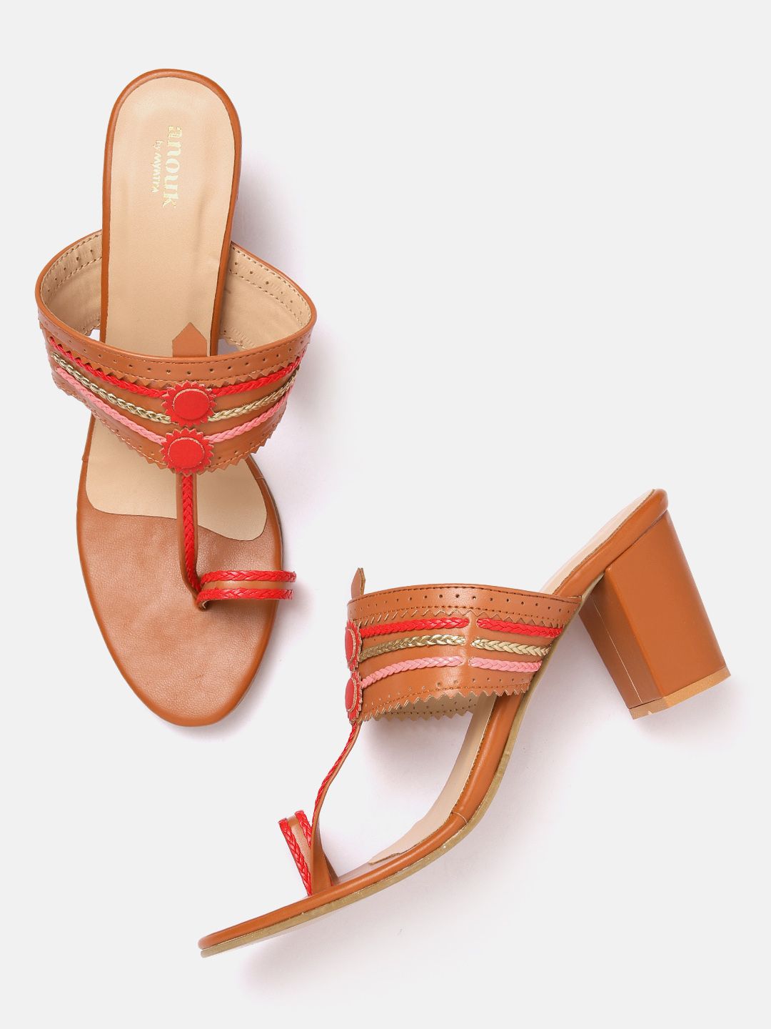 Anouk Woven Striped Ethnic Block Heels
