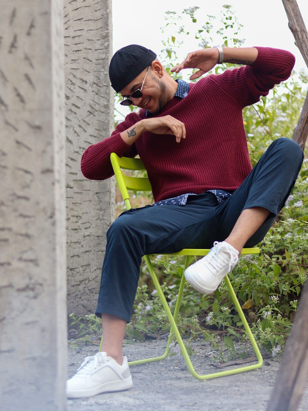 Mr Bowerbird Men Maroon Tailored Fit Solid Pullover