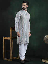 SOJANYA LUXE Embroidered Regular Sequinned Kurta with Pyjama