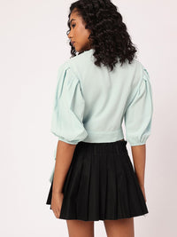 DressBerry Tied Up In Style Femme Seersucker Crop Wrap Style Top