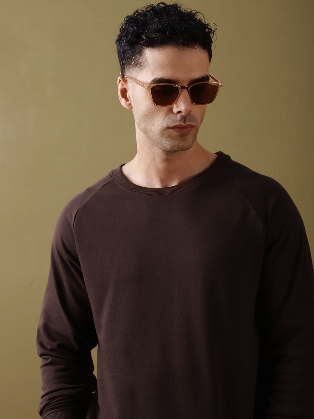 DILLINGER Men Solid Ultra Soft Drapey Cotton Raglan T-Shirt