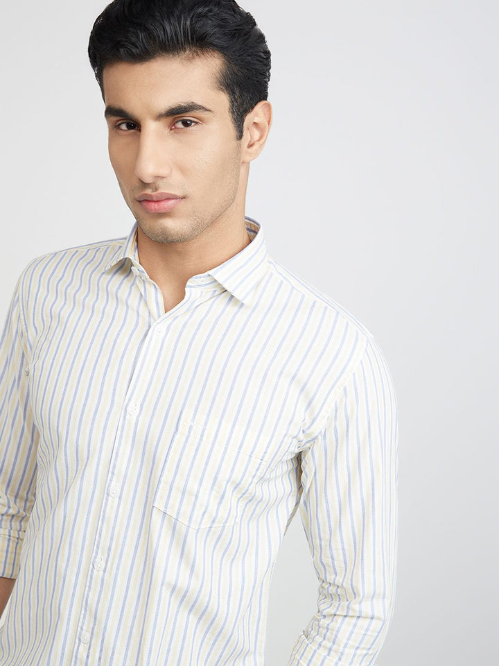Park Avenue Men Slim Fit Vertical Stripes Opaque Pure Cotton Casual Shirt
