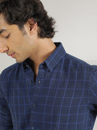 RARE RABBIT Men Clara Slim Fit Windowpane Checked Cotton Shirt