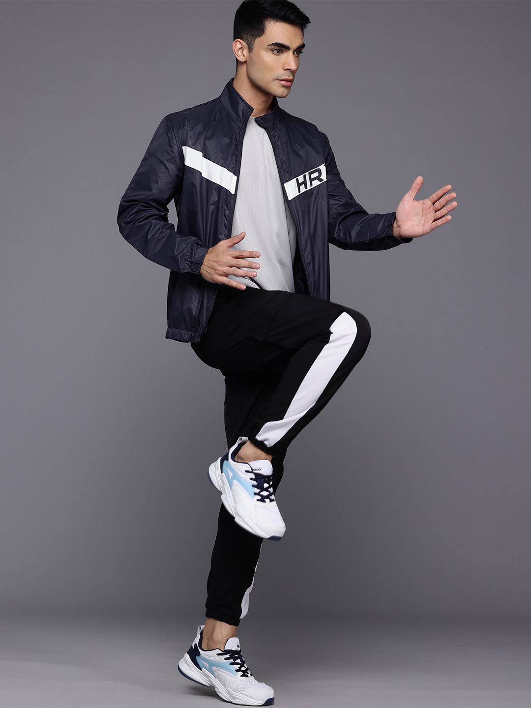 HRX by Hrithik Roshan Men Brand Logo Striped Running Sporty Jacket