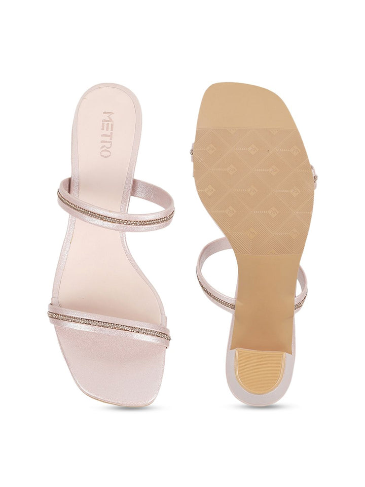 Metro Embellished Open Toe Block Heels