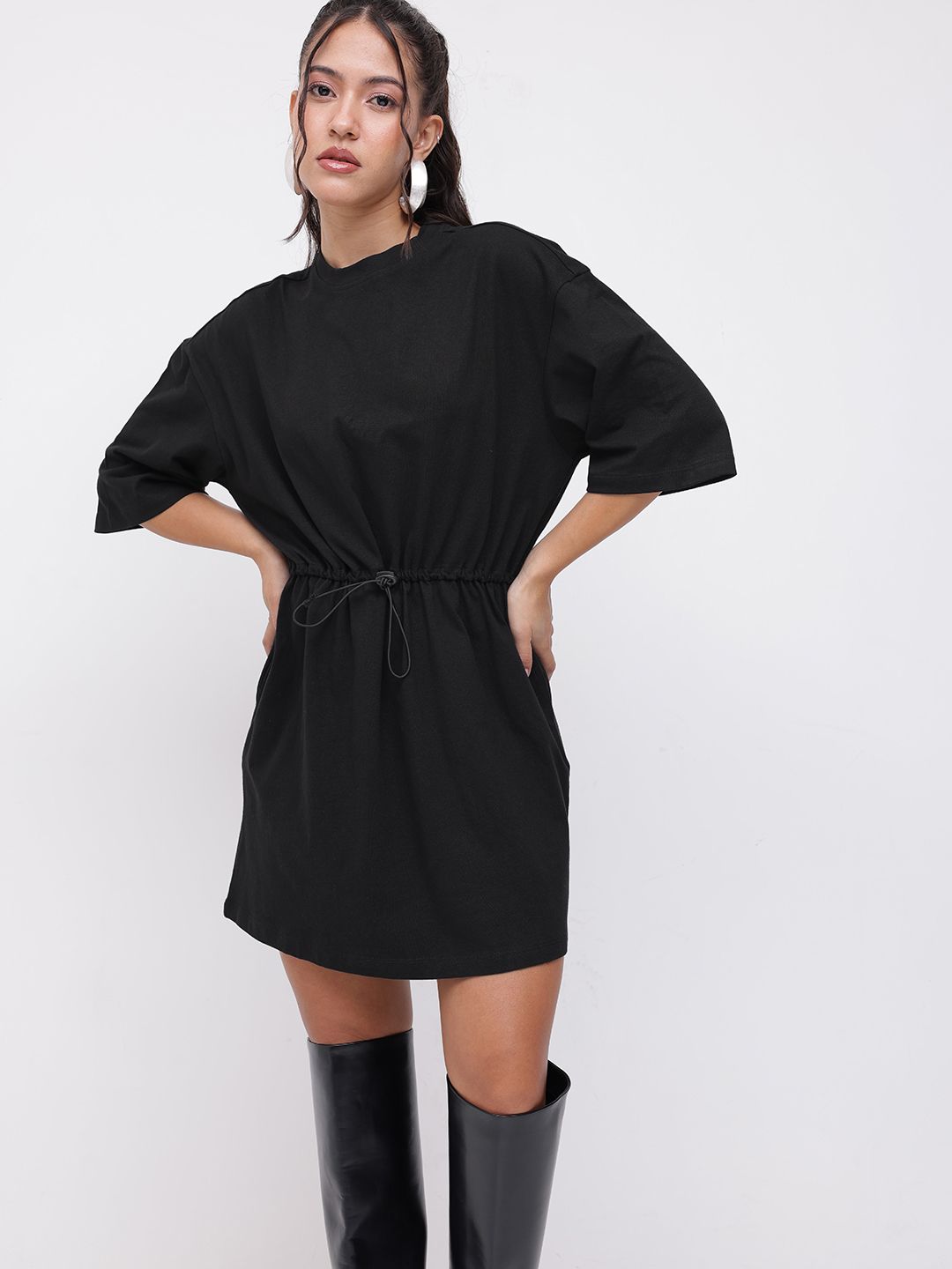 DressBerry Comfy Touch Pure Cotton T-Shirt Dress With Toggle Waist