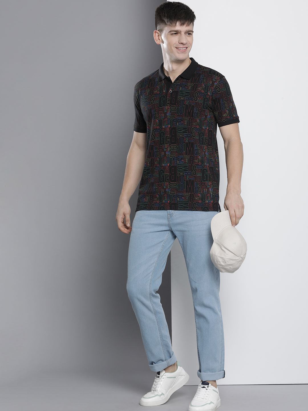 The Indian Garage Co Men Typography Printed Polo Collar T-shirt