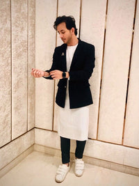SOJANYA Lelaki Putih Solid Kurta Lurus