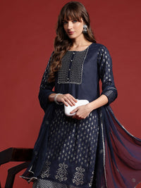 Anouk Foil Print Yoke Design Gotta Patti Kurta with Trousers & Dupatta