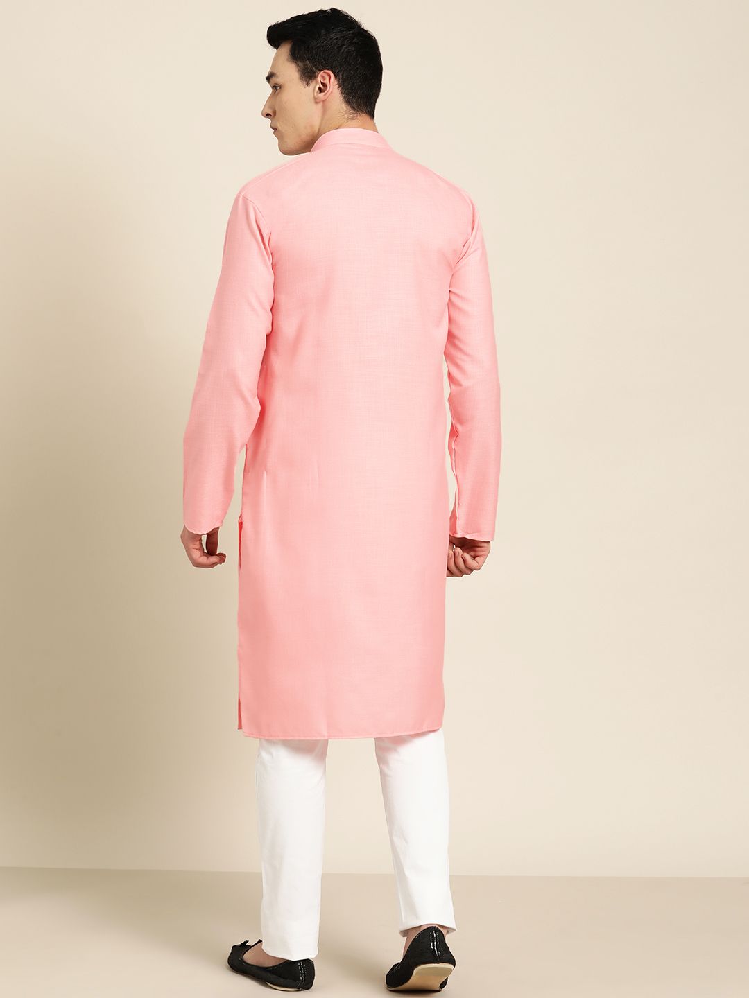 SOJANYA Men Pink Solid Kurta Straight