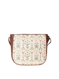 ZOUK Women Off White Ethnic Motifs Printed Structured Sling Bag