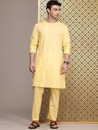 House of Pataudi Men Pure Cotton Jashn Kurta with Trousers