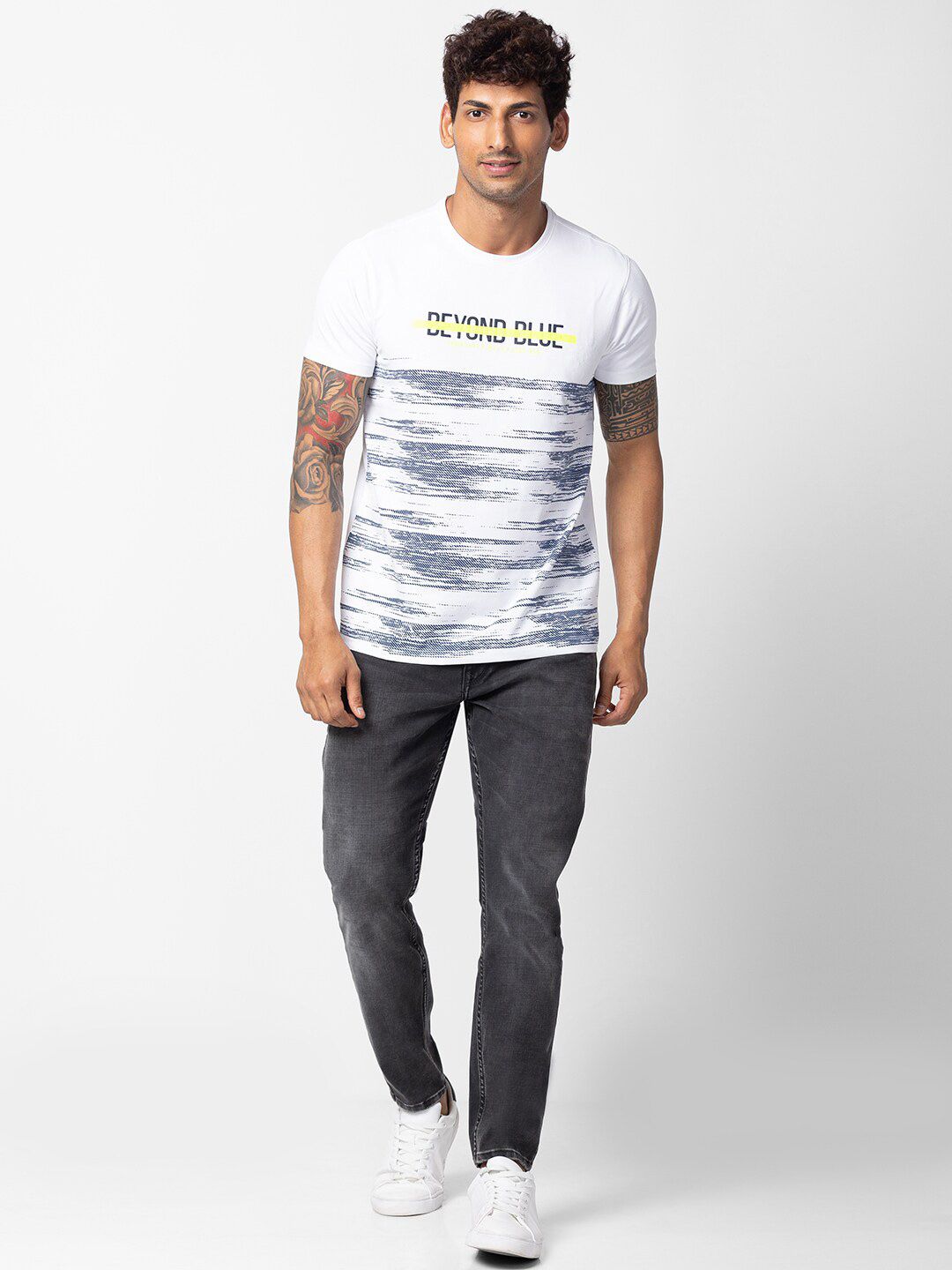 SPYKAR Men Striped Slim Fit Cotton T-shirt